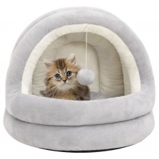 Kaķu gulta, 50x50x45 cm, pelēka un krēmkrāsas