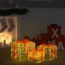Ziemassvētku dekorācija, 3 dāvanu kastes, akrils, silti baltas