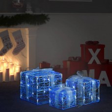 Ziemassvētku dekorācija, 3 dāvanu kastes, akrils, vēsi baltas