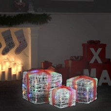 Ziemassvētku dekorācija, 3 dāvanu kastes, akrils, krāsainas