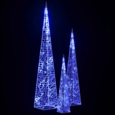 Dekoratīvi led lampiņu rotājumi, akrils, 30/45/60 cm, zili