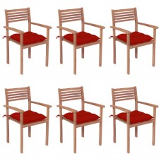 Dārza krēsli ar matračiem, 6 gab., masīvs tīkkoks