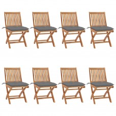 Saliekami dārza krēsli ar matračiem, 8 gab., masīvs tīkkoks