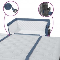 Bērnu gultiņa ar matraci, zils lina audums