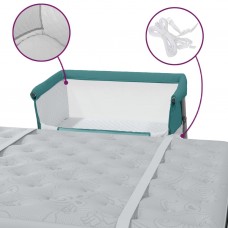 Bērnu gultiņa ar matraci, zaļš lina audums