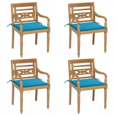 Dārza krēsli ar matračiem, 4 gab., masīvs tīkkoks