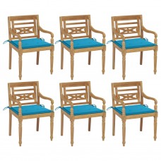Dārza krēsli ar matračiem, 6 gab., masīvs tīkkoks