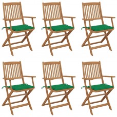 Saliekami dārza krēsli ar matračiem, 6 gab., akācijas masīvkoks
