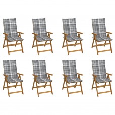 Saliekami dārza krēsli ar matračiem, 8 gab., akācijas masīvkoks