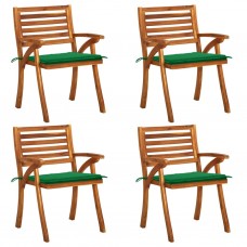 Dārza krēsli ar matračiem, 4 gab., akācijas masīvkoks