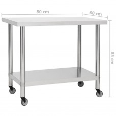 Virtuves darba galds, 80x60x85 cm, nerūsējošs tērauds