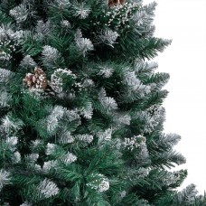 Mākslīgā ziemassvētku egle ar rotājumiem un čiekuriem, 180 cm