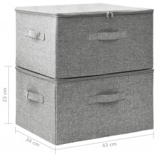 Uzglabāšanas kastes, 2 gab., 43x34x23 cm, audums, pelēkas