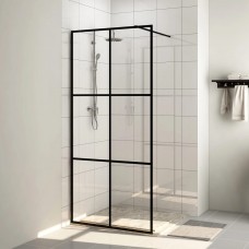 Dušas siena, caurspīdīgs esg stikls, 80x195 cm, melna