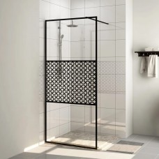 Dušas siena, caurspīdīgs esg stikls, 90x195 cm, melna