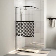 Dušas siena, caurspīdīgs esg stikls, 100x195 cm, melna