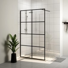 Dušas siena, caurspīdīgs esg stikls, 100x195 cm, melna