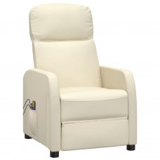Elektrisks masāžas krēsls, krēmbalta mākslīgā āda
