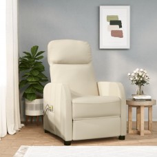Elektrisks masāžas krēsls, krēmbalta mākslīgā āda
