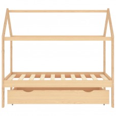 Bērnu gultas rāmis ar atvilktni, priedes masīvkoks, 80x160 cm