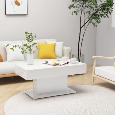 Kafijas galdiņš, spīdīgi balts, 96x50x45 cm, skaidu plāksne