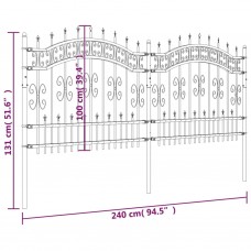 Dārza žogs ar pīķiem, melns, 140 cm, pulverkrāsots tērauds