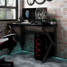 Datorspēļu galds, k-formas kājas, melns, 90x60x75 cm