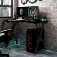 Datorspēļu galds, y-formas kājas, melns, 90x60x75 cm