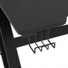 Datorspēļu galds, zz-formas kājas, melns, 90x60x75 cm