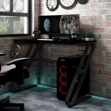 Datorspēļu galds, zz-formas kājas, melns, 110x60x75 cm