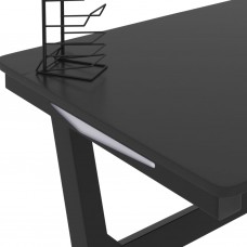 Datorspēļu galds ar led, z-formas kājas, melns, 90x60x75 cm