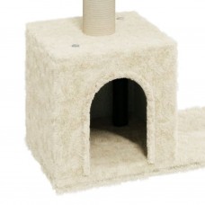 Kaķu māja ar sizala stabiem nagu asināšanai, 60 cm, krēmkrāsas