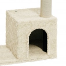 Kaķu māja ar sizala stabiem nagu asināšanai, 70 cm, krēmkrāsas