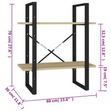 2-līmeņu grāmatu plaukts, ozolkoka 60x30x70cm inženierijas koks