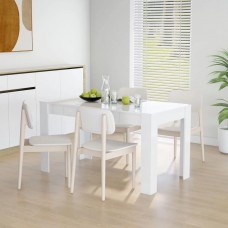 Virtuves galds, spīdīgi balts, 140x74,5x76 cm, skaidu plāksne