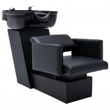 Frizieru krēsls ar izlietni, melns, 129x59x82 cm, mākslīgā āda