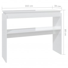 Konsoles galdiņš, spīdīgi balts, 102x30x80cm, inženierijas koks
