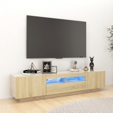 Tv skapītis ar led lampiņām, 180x35x40 cm, ozolkoka krāsa
