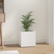 Puķu kaste, spīdīgi balta, 40x40x40 cm, inženierijas koks