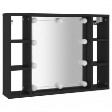 Spoguļskapītis ar led, melns, 76x15x55 cm