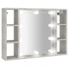 Spoguļskapītis ar led, betona pelēks, 76x15x55 cm