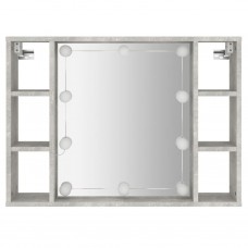 Spoguļskapītis ar led, betona pelēks, 76x15x55 cm