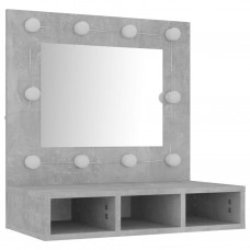Spoguļskapītis ar led, betona pelēks, 60x31,5x62 cm