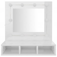 Spoguļskapītis ar led, spīdīgi balts, 60x31,5x62 cm
