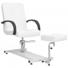 Salona krēsls, kāju balsts, balts, 127x60x98 cm, mākslīgā āda