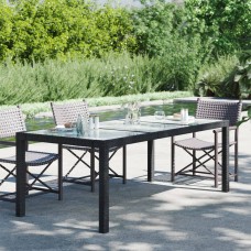 Dārza galds, 190x90x75 cm, rūdīts stikls, melna pe rotangpalma