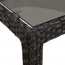 Dārza galds, 250x100x75 cm, rūdīts stikls, melna pe rotangpalma