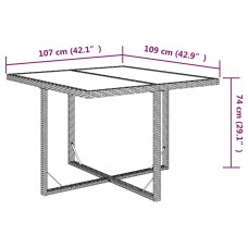Dārza galds, brūns, 109x107x74 cm, pe rotangpalma, stikls