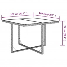 Dārza galds, bēšs, 109x107x74 cm, pe rotangpalma, stikls