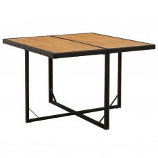 Dārza galds, melns, 109x107x74cm, pe rotangpalma, akācijas koks